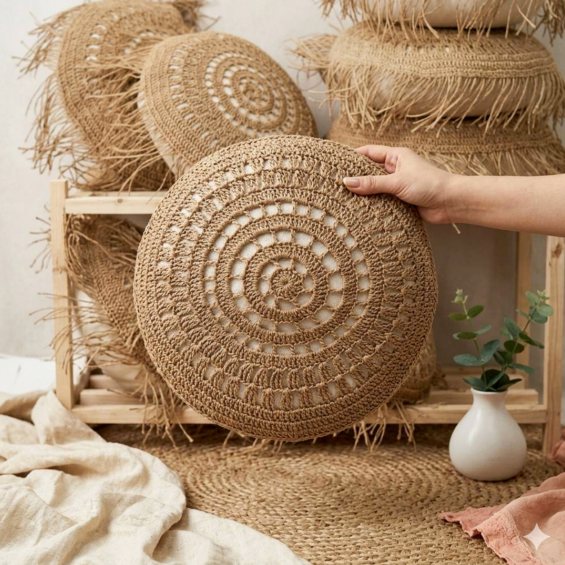 کاور کوسن گرد رافیا